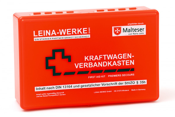 KFZ-Verbandskasten, rot, Inhalt DIN 13164